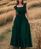 Ruffled Edge Off The Shoulder Dress In Solid Color Now