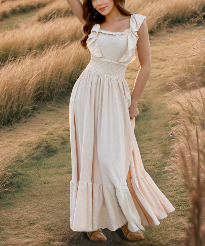 Ruffled Edge Off The Shoulder Dress In Solid Color Now