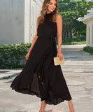 Ruffled Hem A Line Skirt With Irregular Straps Polyester