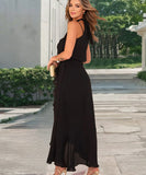 Ruffled Hem A Line Skirt With Irregular Straps Polyester