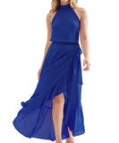 Ruffled Hem A Line Skirt With Irregular Straps Polyester