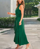 Ruffled Hem A Line Skirt With Irregular Straps Polyester