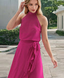Ruffled Hem A Line Skirt With Irregular Straps Polyester