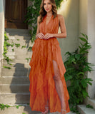 Sexy V Neck Strapless Slit Irregular Mesh Cocktail Dress