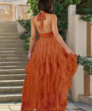 Sexy V Neck Strapless Slit Irregular Mesh Cocktail Dress