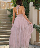 Sexy V Neck Strapless Slit Irregular Mesh Cocktail Dress
