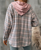 Fashionable Patchwork Check Hooded Coat For Casual Wear