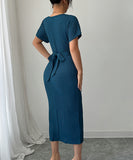 Elegant Long Dress with Corseted Waist for Figure Shaping