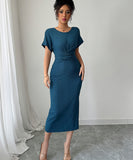 Elegant Long Dress with Corseted Waist for Figure Shaping