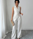 Apricot Button-Down Blazer And Straight-Leg Pants Set