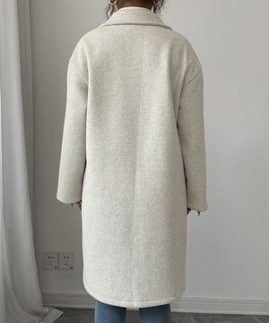 Solid Color Collarless Long Sleeve Coat For Women Everyday