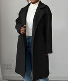 Solid Color Collarless Long Sleeve Coat For Women Everyday