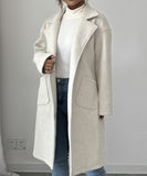 Solid Color Collarless Long Sleeve Coat For Women Everyday