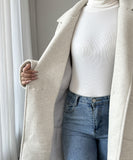 Solid Color Collarless Long Sleeve Coat For Women Everyday