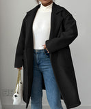Solid Color Collarless Long Sleeve Coat For Women Everyday