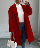 Solid Color Collarless Long Sleeve Coat For Women Everyday