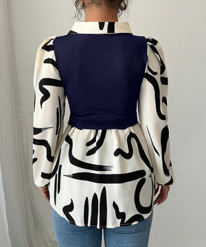 Printed Long Sleeve Blazer For Women With Bold Print
