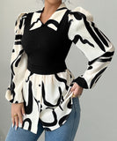 Printed Long Sleeve Blazer For Women With Bold Print