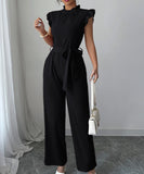 Fashion Floral Lace High Waisted One Piece Pants for Women