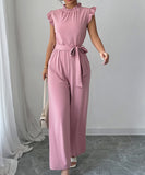 Fashion Floral Lace High Waisted One Piece Pants for Women