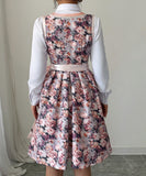 Fashionable Printed Waist-Cinching Long Dress in Pink