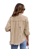 Raw Edge Distressed Denim Jacket