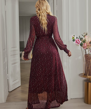 Solid V-Neck Long-Sleeve Dress for Every Occasion