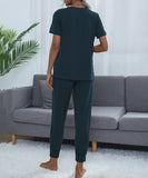 Chic Comfort Home Suit with Short-Sleeved Top and Slim Trousers