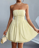 Stunning Strapless Lace-Edged Dress for Effortless Elegance