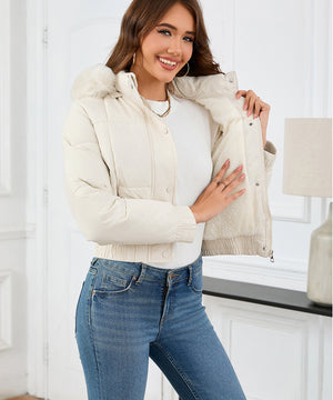 Chic High-Waisted Slim-Fit Cotton-Padded Jacket
