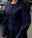 Solid Color Blazer for Women Long Sleeve Nylon Blend Chic