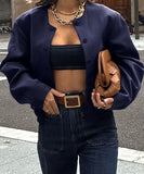 Solid Color Blazer for Women Long Sleeve Nylon Blend Chic