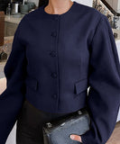 Solid Color Blazer for Women Long Sleeve Nylon Blend Chic