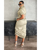 Multi-pocket Cargo Drawstring Pocket Dress for Casual Style