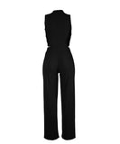 Solid Color Sleeveless Round Neck Pullover Top and Pants Set
