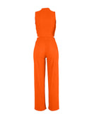Solid Color Sleeveless Round Neck Pullover Top and Pants Set