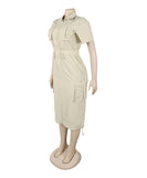 Multi-pocket Cargo Drawstring Pocket Dress for Casual Style