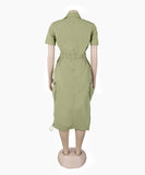 Multi-pocket Cargo Drawstring Pocket Dress for Casual Style