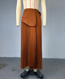 Elegant High-Waisted Pleated A-Line Midi Skirt