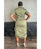 Multi-pocket Cargo Drawstring Pocket Dress for Casual Style