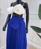 Elegant High-Waisted Pleated A-Line Midi Skirt