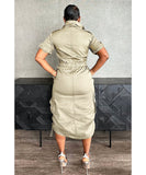 Multi-pocket Cargo Drawstring Pocket Dress for Casual Style