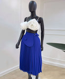 Elegant High-Waisted Pleated A-Line Midi Skirt
