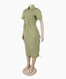Multi-pocket Cargo Drawstring Pocket Dress for Casual Style