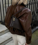 Leather Jacket Women Casual Vacation Style Long Sleeve