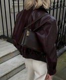 Leather Jacket Women Casual Vacation Style Long Sleeve