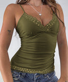 Strap Laced Fringed T Shirt Vest Women Rose Black Colors