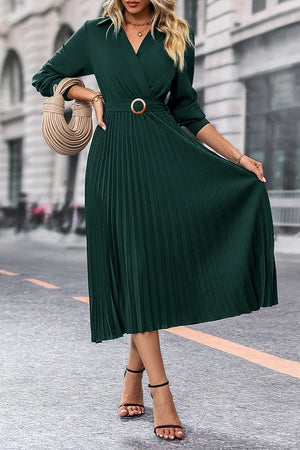 Chic Dark Green V-Neck Dress