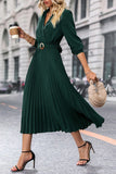 Chic Dark Green V-Neck Dress