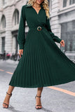 Chic Dark Green V-Neck Dress